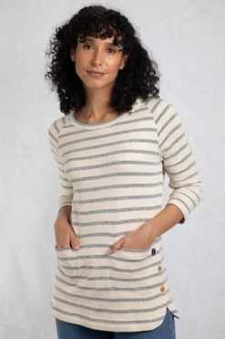 Weird Fish Tunics|Tops & T-Shirts|Ives Loopback Stripe Tunic Top Navy
