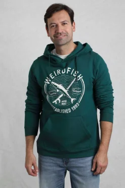 Weird Fish Sweatshirts & Hoodies|Jamie Branded Popover Sweatshirt Hoodie Forest Green