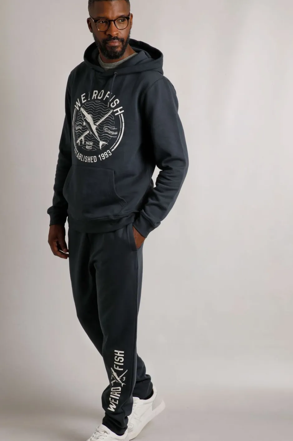 Weird Fish Sweatshirts & Hoodies|Jamie Branded Popover Sweatshirt Hoodie Navy