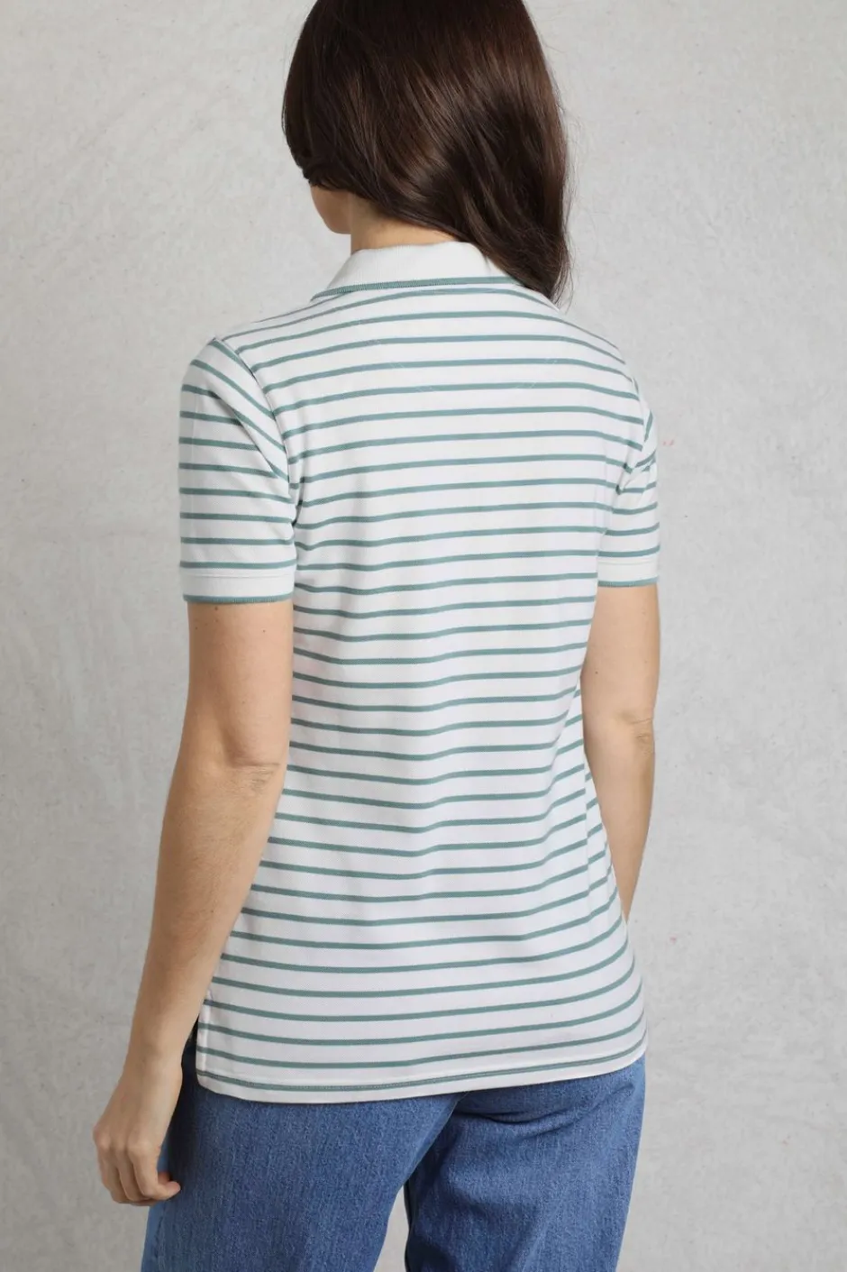 Weird Fish Tunics|Tops & T-Shirts|Janely Organic Cotton Striped Pique Polo Mineral Blue