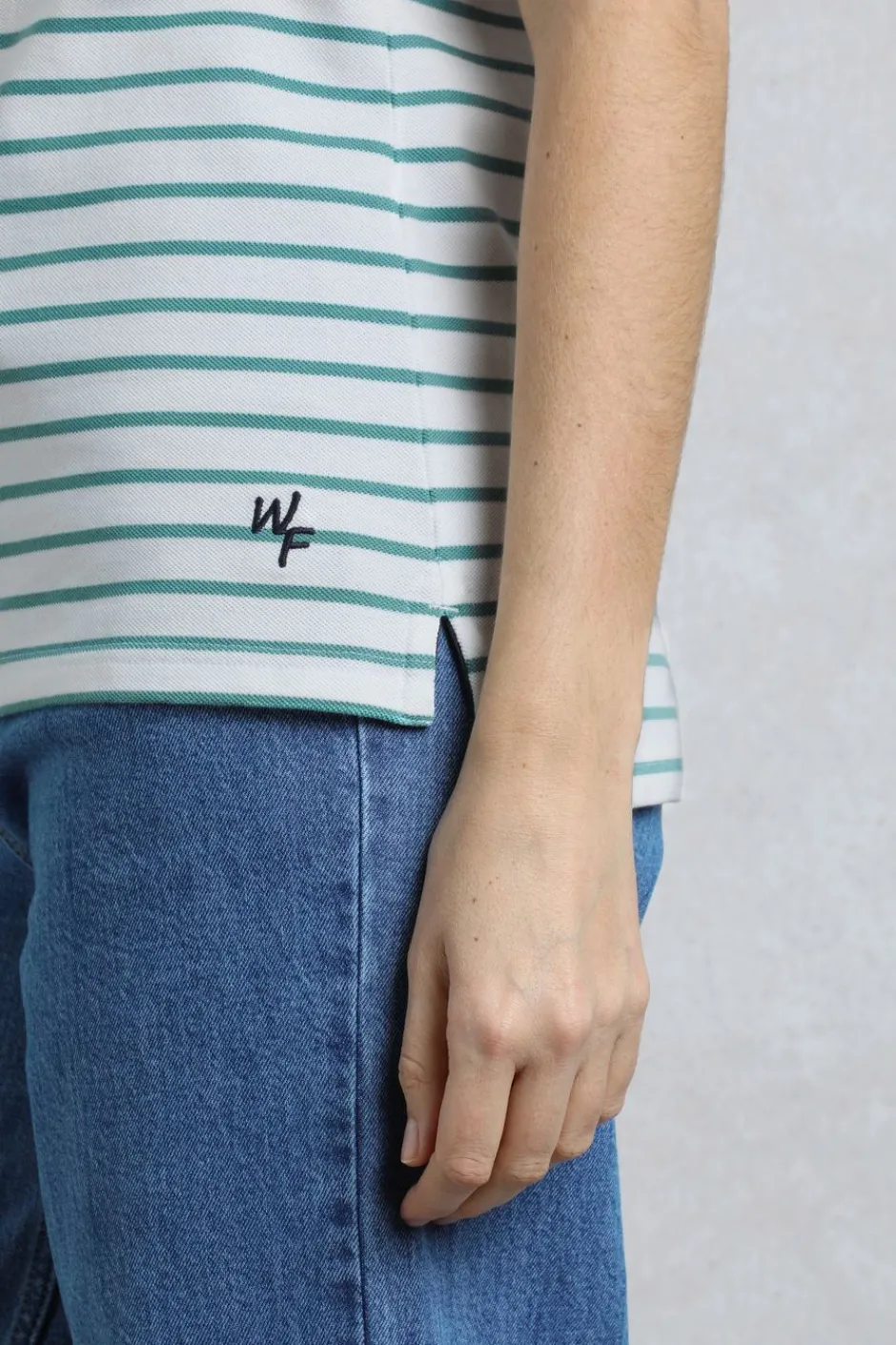 Weird Fish Tunics|Tops & T-Shirts|Janely Organic Cotton Striped Pique Polo Mineral Blue