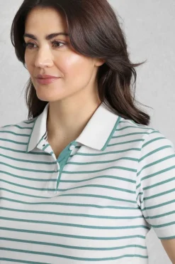 Weird Fish Tunics|Tops & T-Shirts|Janely Organic Cotton Striped Pique Polo Mineral Blue
