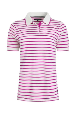 Weird Fish Tunics|Tops & T-Shirts|Janely Organic Cotton Striped Pique Polo Dark Raspberry