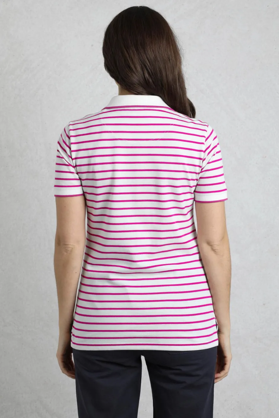 Weird Fish Tunics|Tops & T-Shirts|Janely Organic Cotton Striped Pique Polo Dark Raspberry
