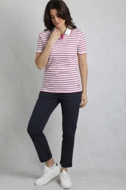 Weird Fish Tunics|Tops & T-Shirts|Janely Organic Cotton Striped Pique Polo Dark Raspberry