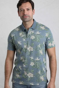 Weird Fish Polo & Rugby Shirts|Jarat Printed Jersey Polo Blue Mirage