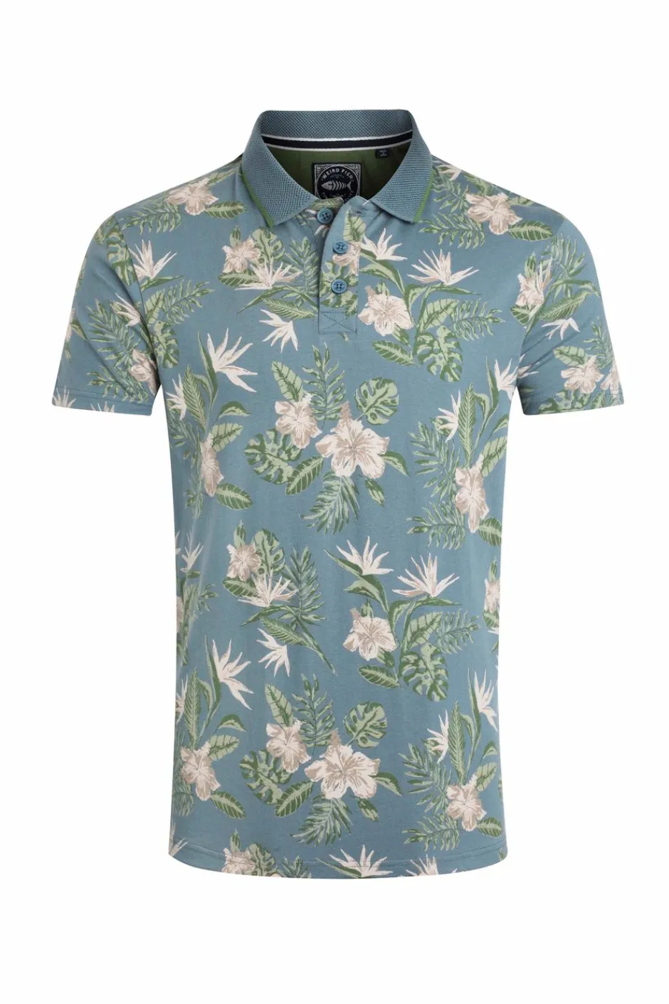 Weird Fish Polo & Rugby Shirts|Jarat Printed Jersey Polo Blue Mirage