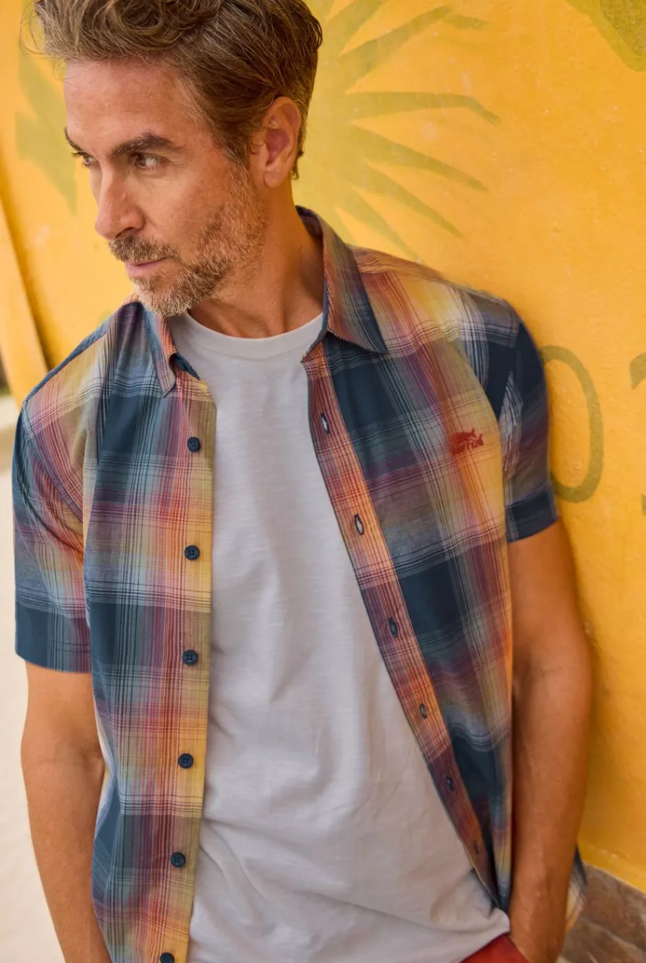 Weird Fish Shirts|Judd Organic Cotton Short Sleeve Check Shirt Ensign Blue