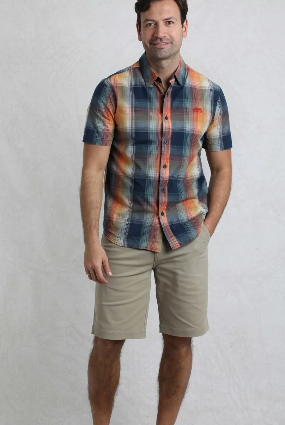 Weird Fish Shirts|Judd Organic Cotton Short Sleeve Check Shirt Ensign Blue