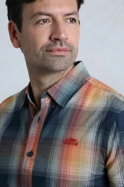 Weird Fish Shirts|Judd Organic Cotton Short Sleeve Check Shirt Ensign Blue