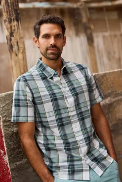 Weird Fish Shirts|Judd Organic Cotton Short Sleeve Check Shirt Dusty White