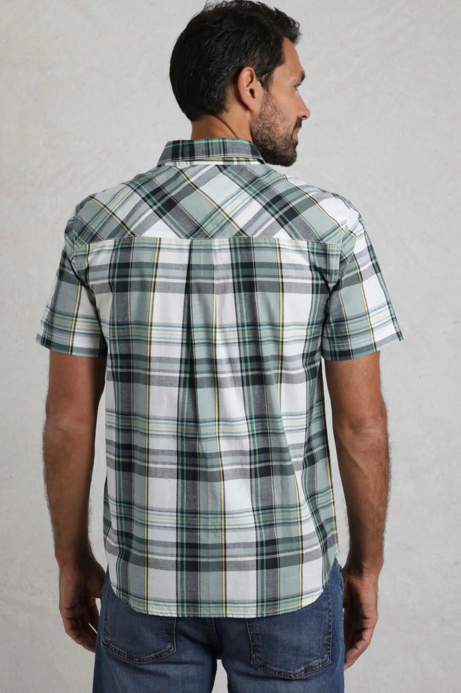 Weird Fish Shirts|Judd Organic Cotton Short Sleeve Check Shirt Dusty White