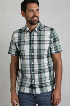 Weird Fish Shirts|Judd Organic Cotton Short Sleeve Check Shirt Dusty White