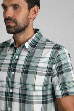 Weird Fish Shirts|Judd Organic Cotton Short Sleeve Check Shirt Dusty White