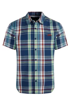 Weird Fish Shirts|Judd Organic Cotton Short Sleeve Check Shirt Estate blue