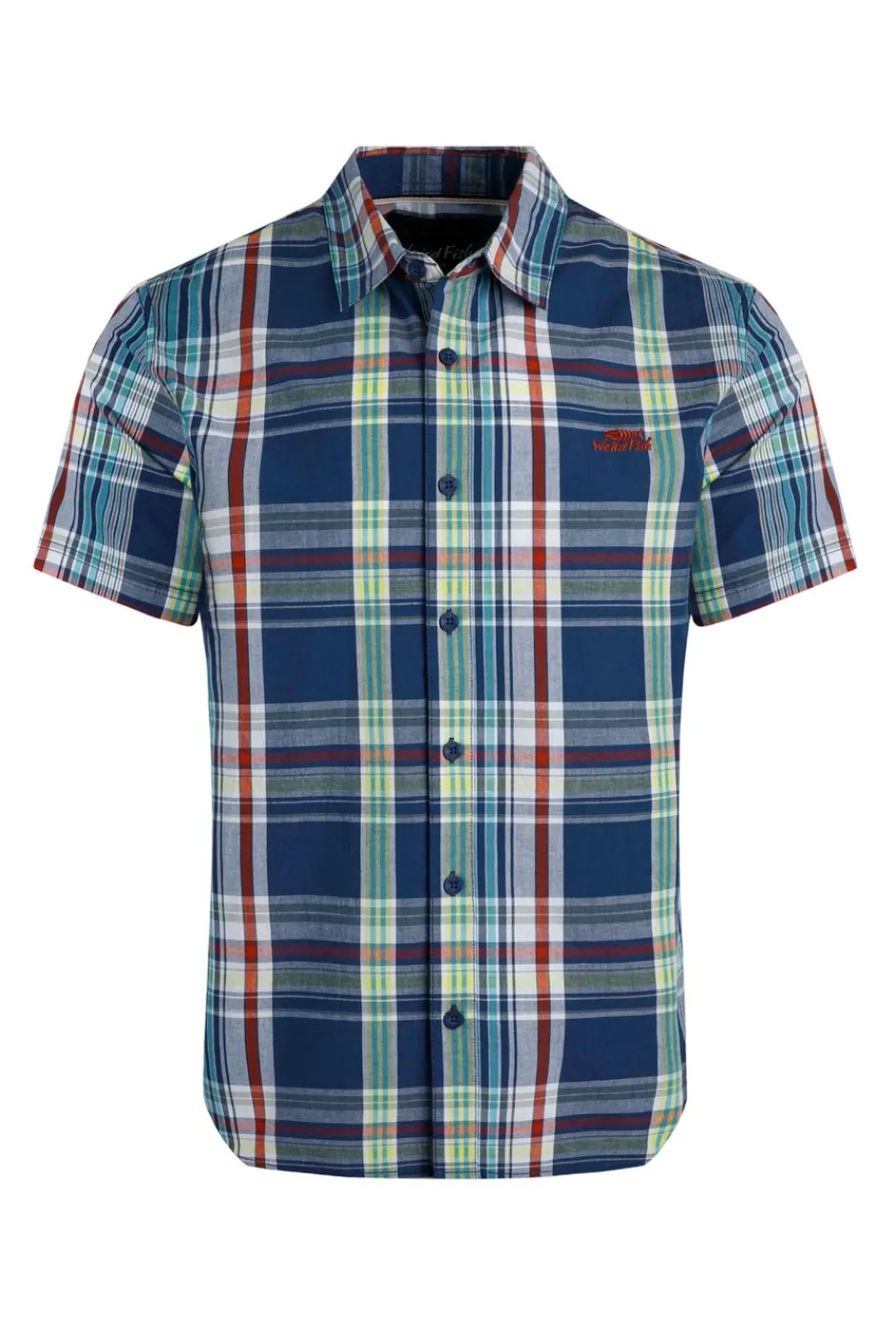 Weird Fish Shirts|Judd Organic Cotton Short Sleeve Check Shirt Estate blue