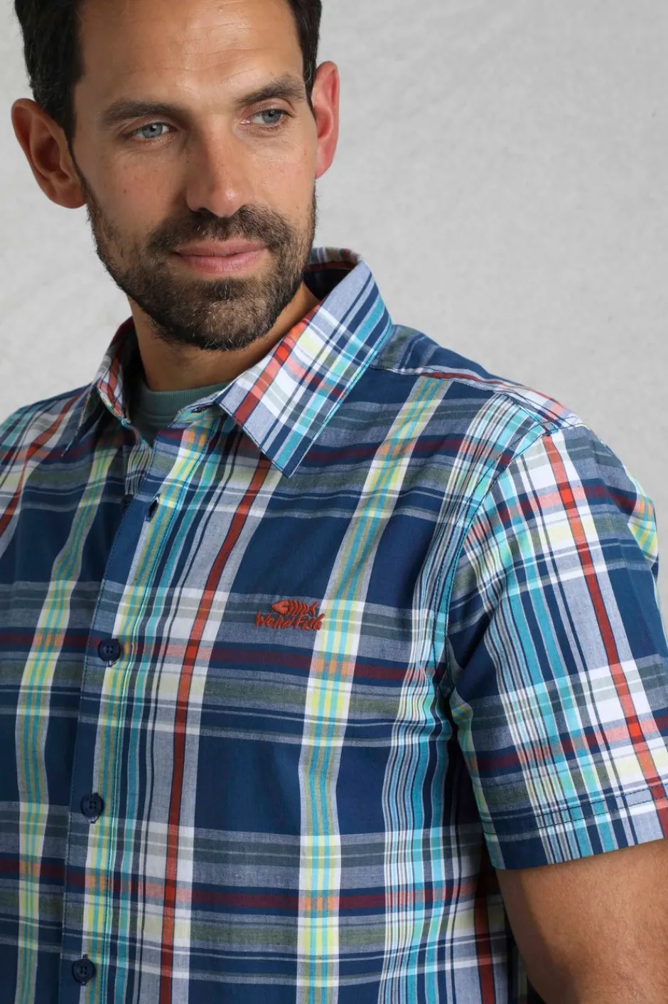 Weird Fish Shirts|Judd Organic Cotton Short Sleeve Check Shirt Estate blue