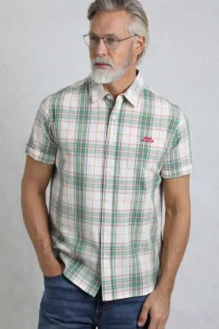 Weird Fish Shirts|Judd Organic Cotton Short Sleeve Check Shirt Viridis
