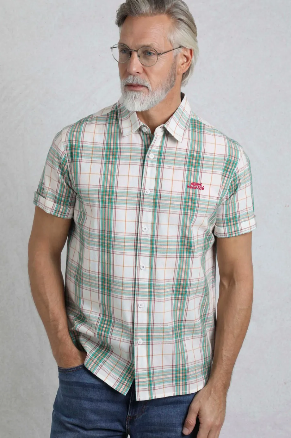 Weird Fish Shirts|Judd Organic Cotton Short Sleeve Check Shirt Viridis