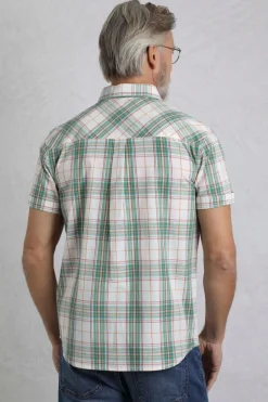 Weird Fish Shirts|Judd Organic Cotton Short Sleeve Check Shirt Viridis
