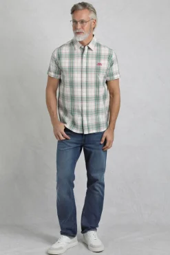 Weird Fish Shirts|Judd Organic Cotton Short Sleeve Check Shirt Viridis