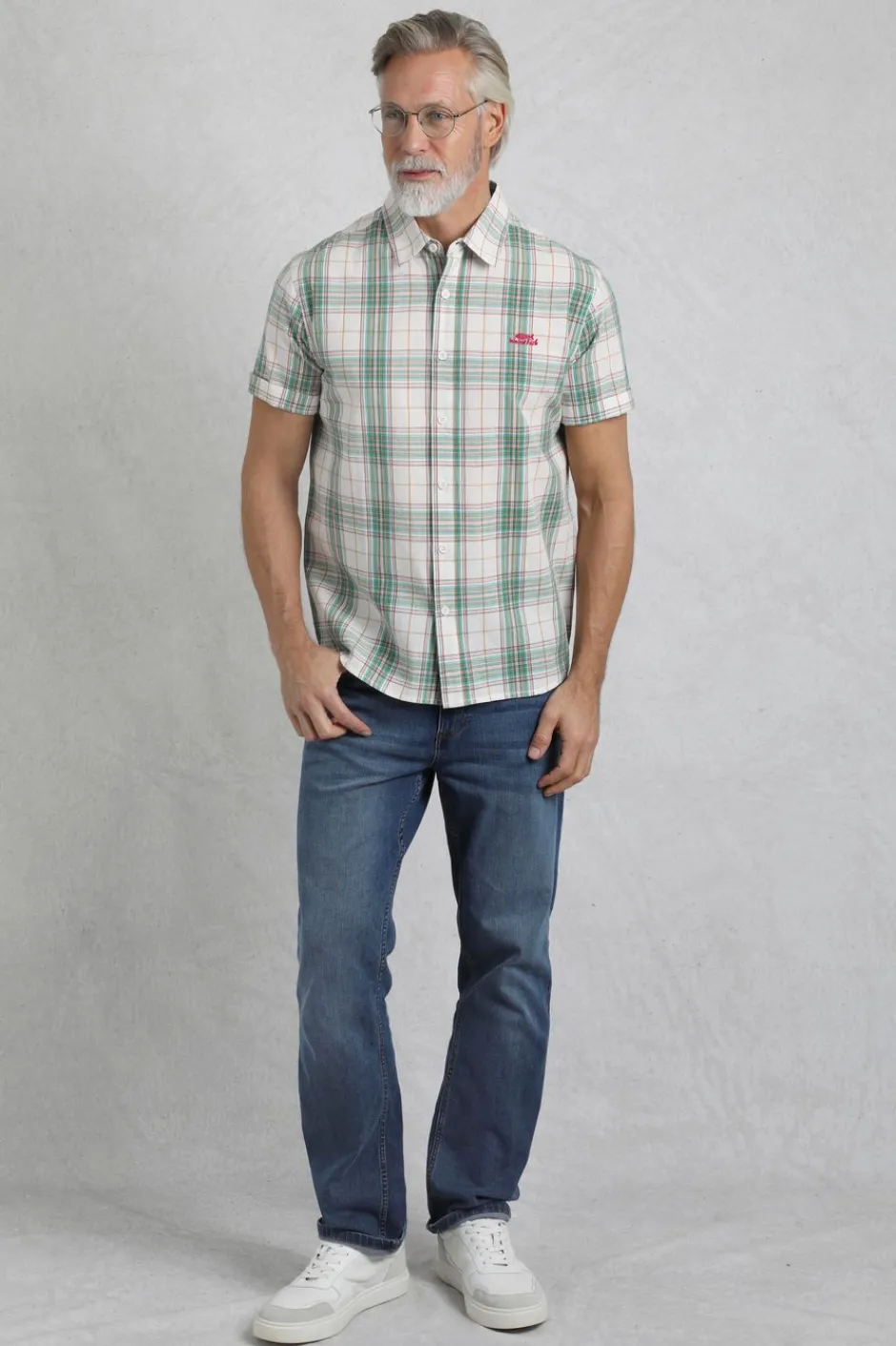 Weird Fish Shirts|Judd Organic Cotton Short Sleeve Check Shirt Viridis