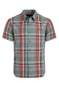 Weird Fish Shirts|Judd Organic Cotton Short Sleeve Check Shirt Mineral Blue