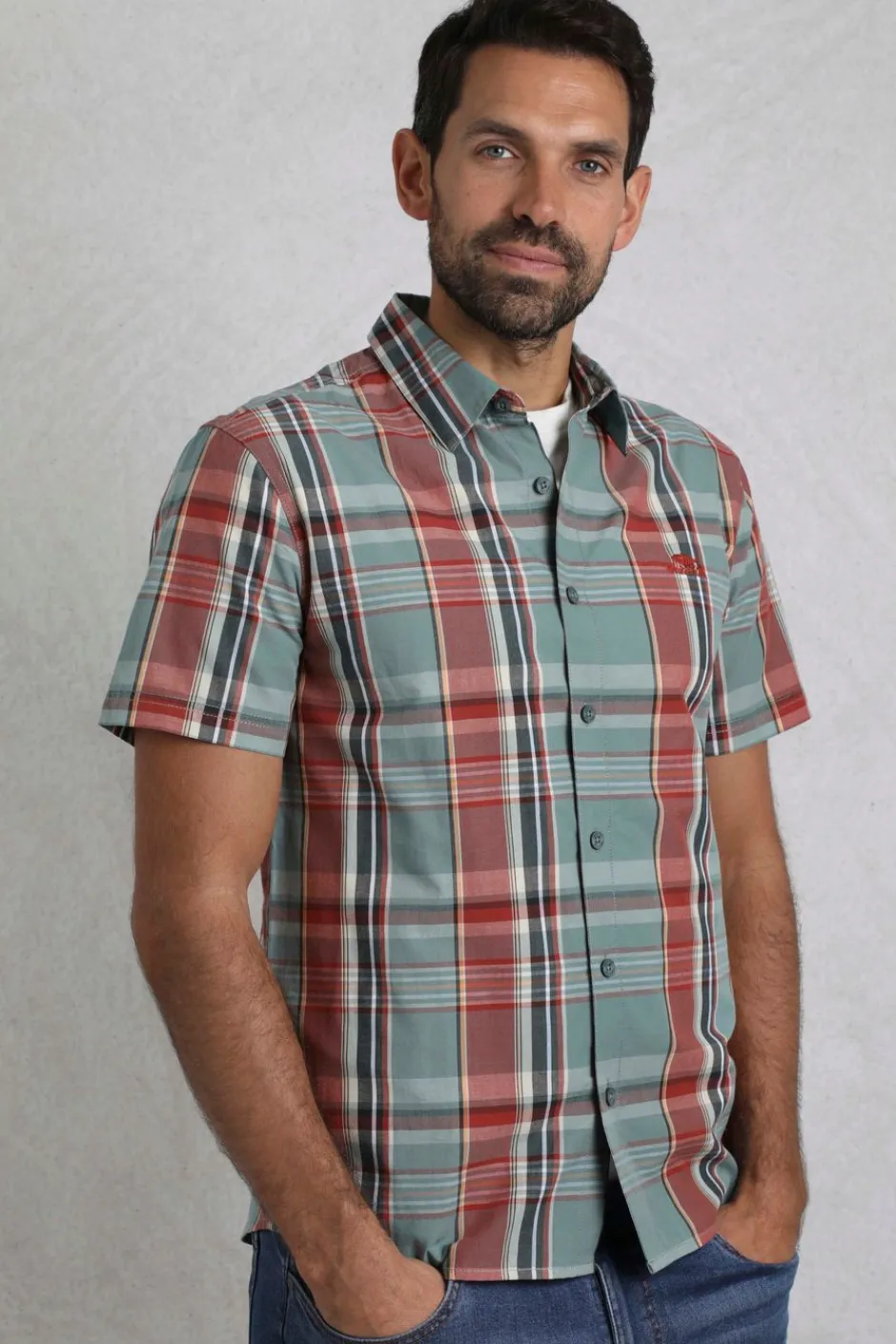 Weird Fish Shirts|Judd Organic Cotton Short Sleeve Check Shirt Mineral Blue
