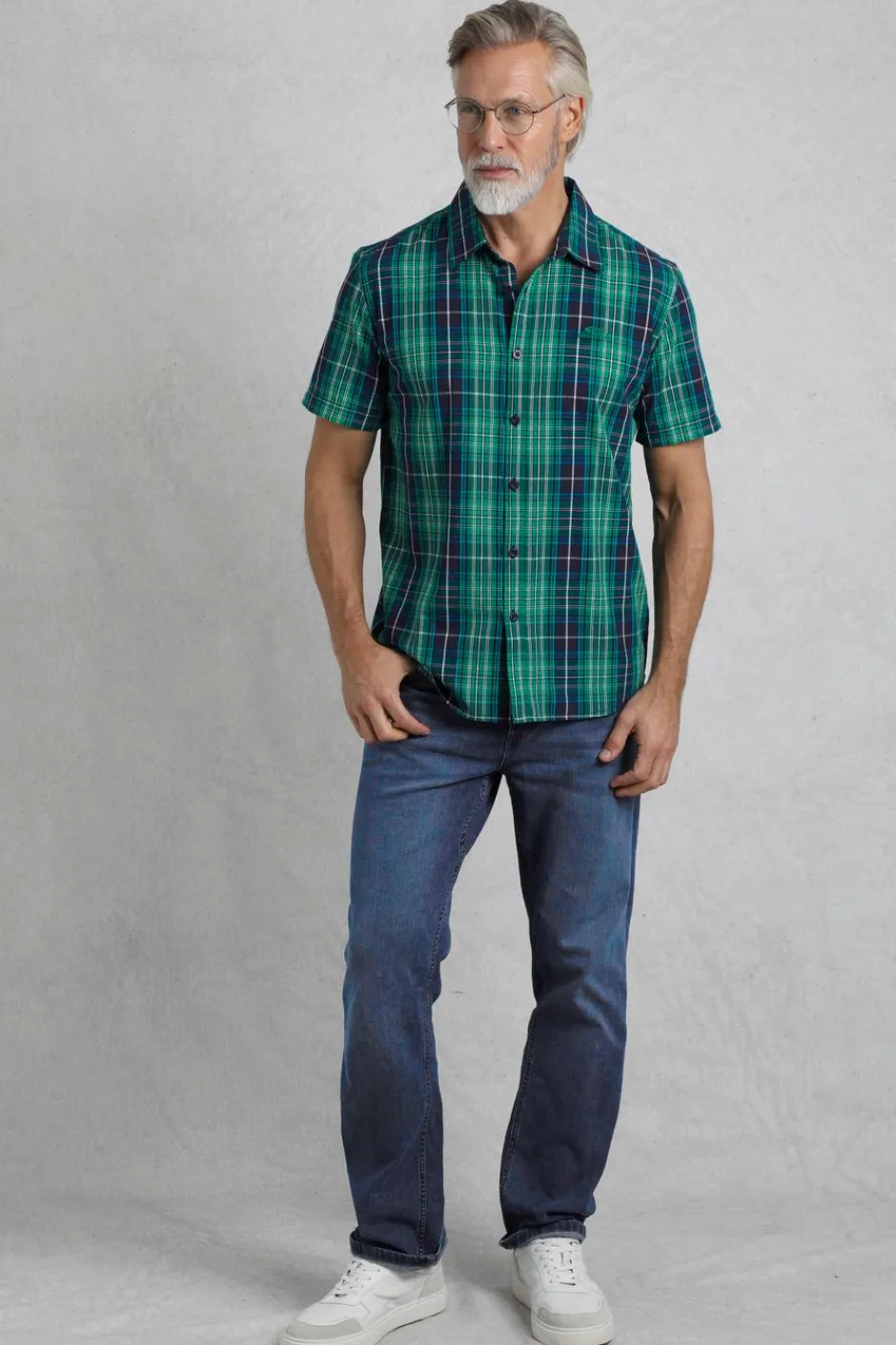 Weird Fish Shirts|Judd Organic Cotton Short Sleeve Check Shirt Dark Blue