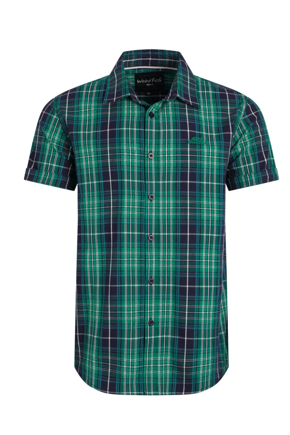 Weird Fish Shirts|Judd Organic Cotton Short Sleeve Check Shirt Dark Blue