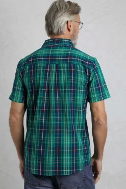 Weird Fish Shirts|Judd Organic Cotton Short Sleeve Check Shirt Dark Blue