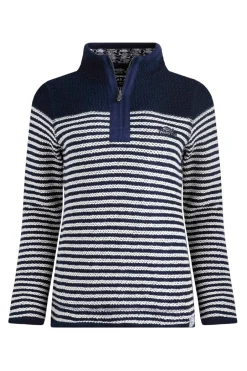 Weird Fish Sweatshirts & Hoodies|Juliet 1/4 Zip Stripe Eco Macaroni Navy
