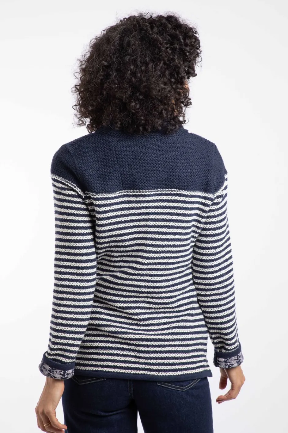 Weird Fish Sweatshirts & Hoodies|Juliet 1/4 Zip Stripe Eco Macaroni Navy