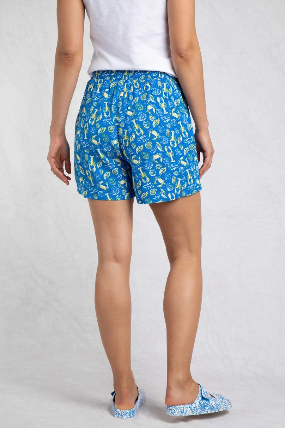 Weird Fish Shorts|Kanada EcoVero™ Printed Viscose Shorts Adriatic Blue