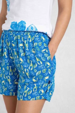 Weird Fish Shorts|Kanada EcoVero™ Printed Viscose Shorts Adriatic Blue
