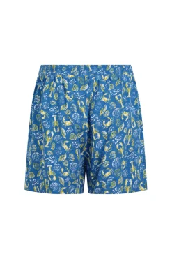 Weird Fish Shorts|Kanada EcoVero™ Printed Viscose Shorts Adriatic Blue