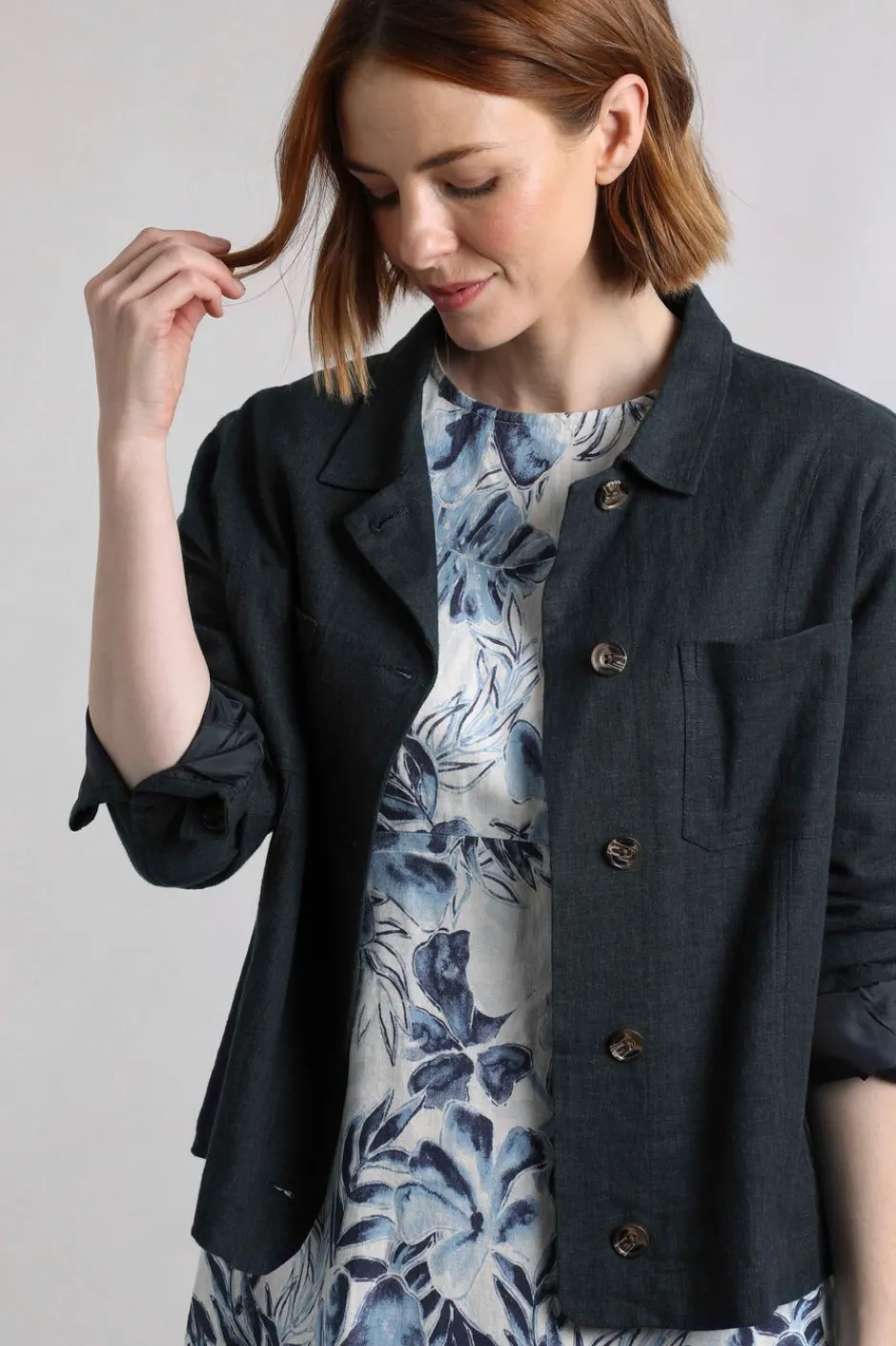 Weird Fish Coats, Jackets And Gilets|Linen|Karsten Relaxed Linen Jacket Navy