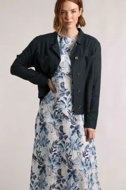 Weird Fish Coats, Jackets And Gilets|Linen|Karsten Relaxed Linen Jacket Navy