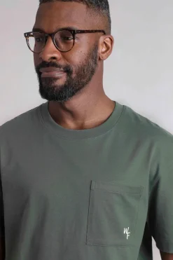 Weird Fish T-Shirts|Keaton Organic Cotton Super Soft Pocket T-Shirt Army Green