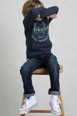 Weird Fish Kids Fleece & Hoodies|Kelvin Kids Graphic Hoodie Navy