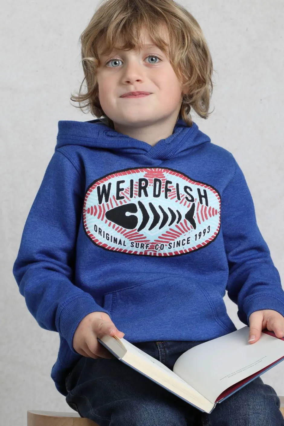 Weird Fish Kids Fleece & Hoodies|Kelvin Kids Graphic Hoodie Cobalt Blue