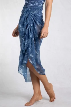 Weird Fish Swimwear & Changing Robes|Swimwear|Kiera Recycled Polyester Sarong Scarf Ensign Blue