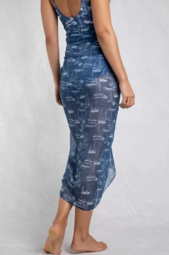 Weird Fish Swimwear & Changing Robes|Swimwear|Kiera Recycled Polyester Sarong Scarf Ensign Blue