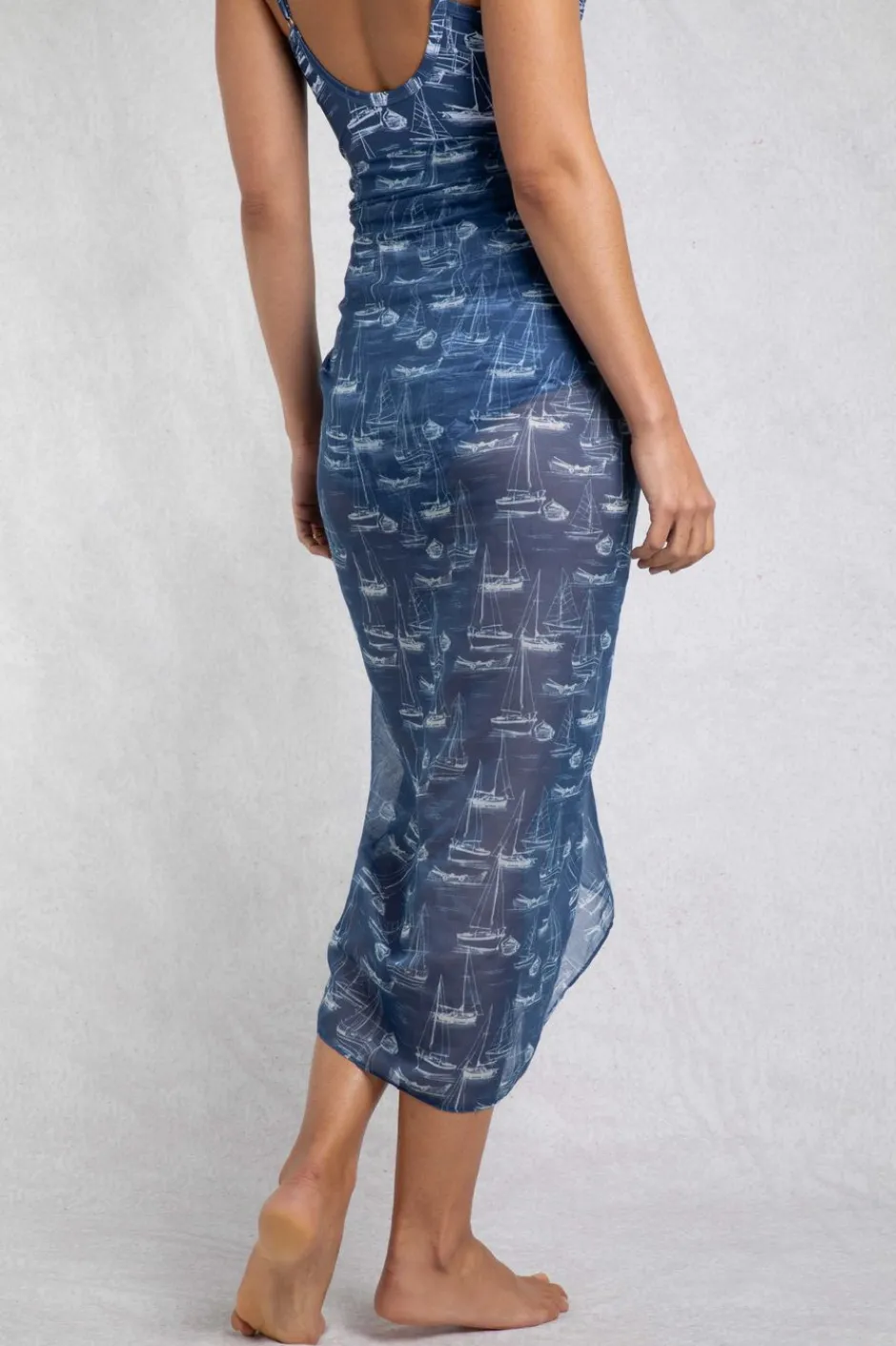 Weird Fish Swimwear & Changing Robes|Swimwear|Kiera Recycled Polyester Sarong Scarf Ensign Blue