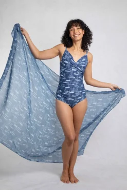 Weird Fish Swimwear & Changing Robes|Swimwear|Kiera Recycled Polyester Sarong Scarf Ensign Blue