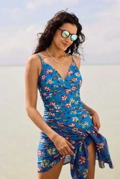 Weird Fish Swimwear & Changing Robes|Swimwear|Kiera Recycled Polyester Sarong Scarf Blue