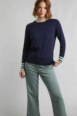 Weird Fish Jumpers & Cardigans|Knitwear|Kinga Lightweight Knit Jumper Navy