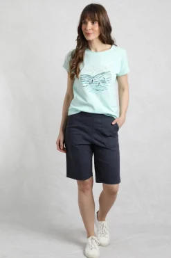 Weird Fish Shorts|Kinnie Flat Front Shorts Navy
