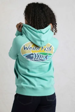 Weird Fish Sweatshirts & Hoodies|Kira Eco Back Print Popover Hoodie Aqua Marine