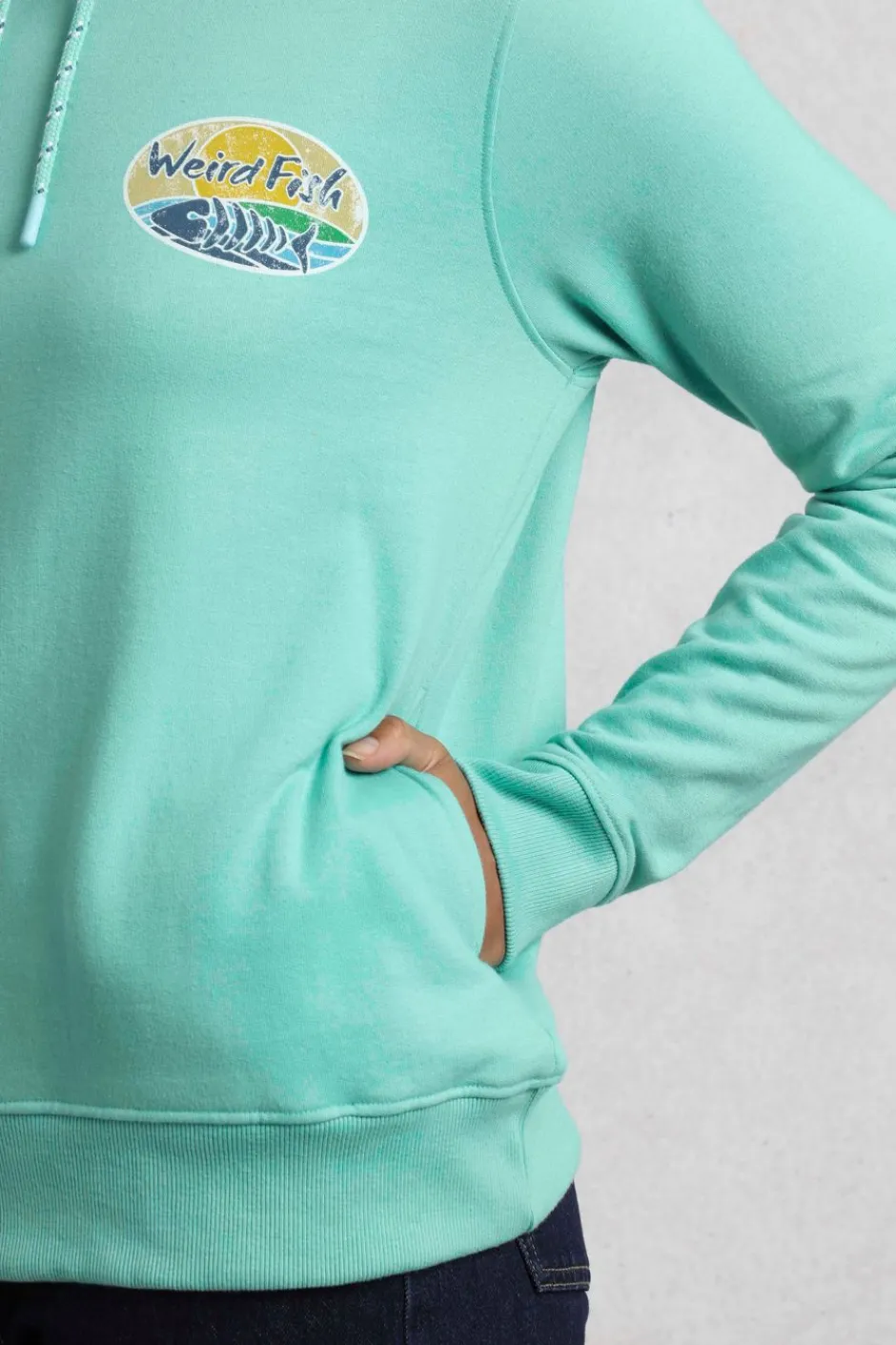 Weird Fish Sweatshirts & Hoodies|Kira Eco Back Print Popover Hoodie Aqua Marine